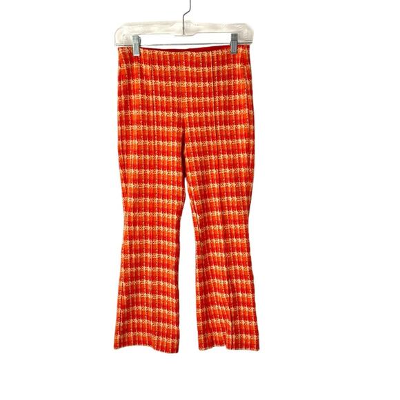 Maeve The Margot Kick Flare Cropped Orange Plaid Pants size XSP Petite - Picture 3 of 10